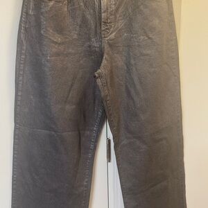 Wild Fable Womens High Rise Metallic Silver Relaxed Baggy Jeans Size 12 new